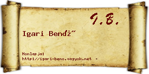 Igari Benő névjegykártya